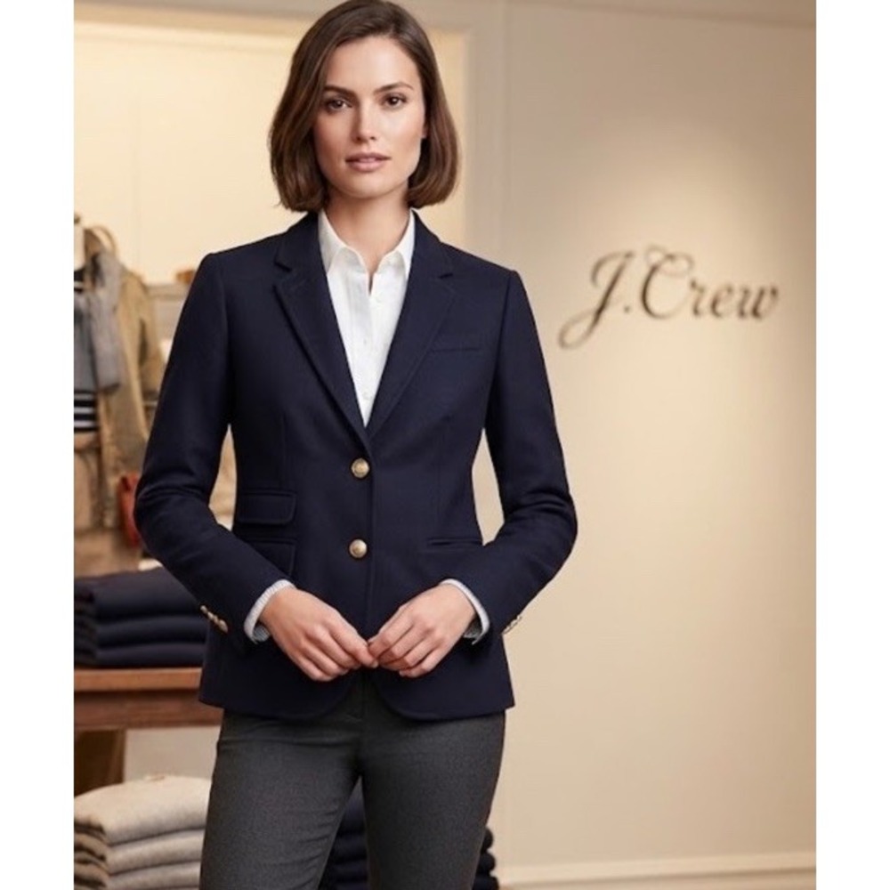 J.Crew Schoolboy Blazer Navy Blue Wool Gold Buttons Womens Sz 6 Academia Office